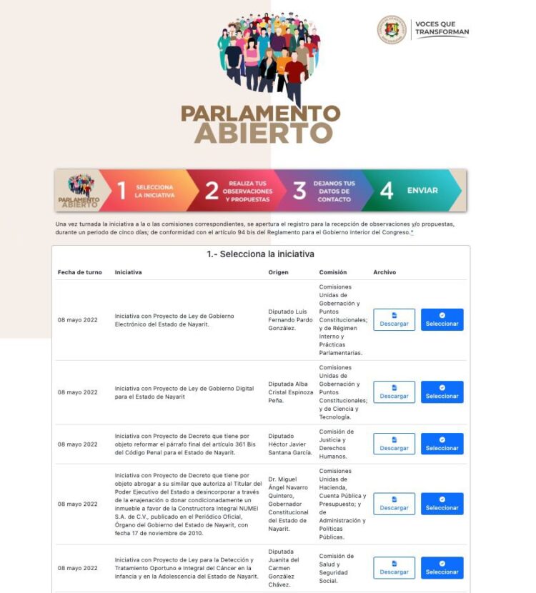 Abre Congreso de Nayarit proceso legislativo a ciudadanos