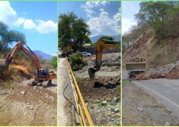 Gobierno de Amatlán protege seguridad de choferes con removiendo derrumbes