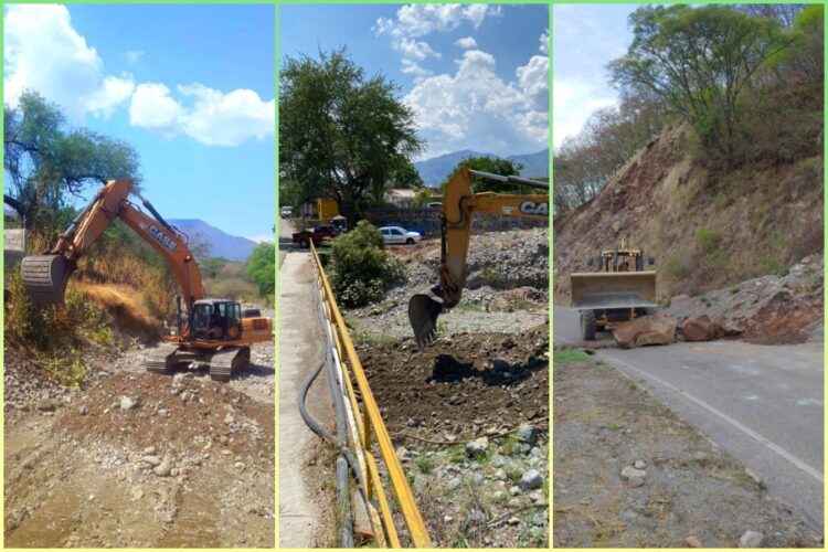 Gobierno de Amatlán protege seguridad de choferes con removiendo derrumbes