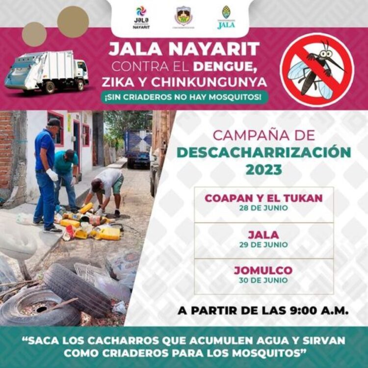 Gobierno de Jala anuncia campaña de descacharrización para combatir enfermedades transmitidas por mosquitos