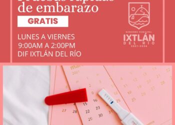 Ofrecen pruebas de embarazo rápidas gratuitas en Ixtlán