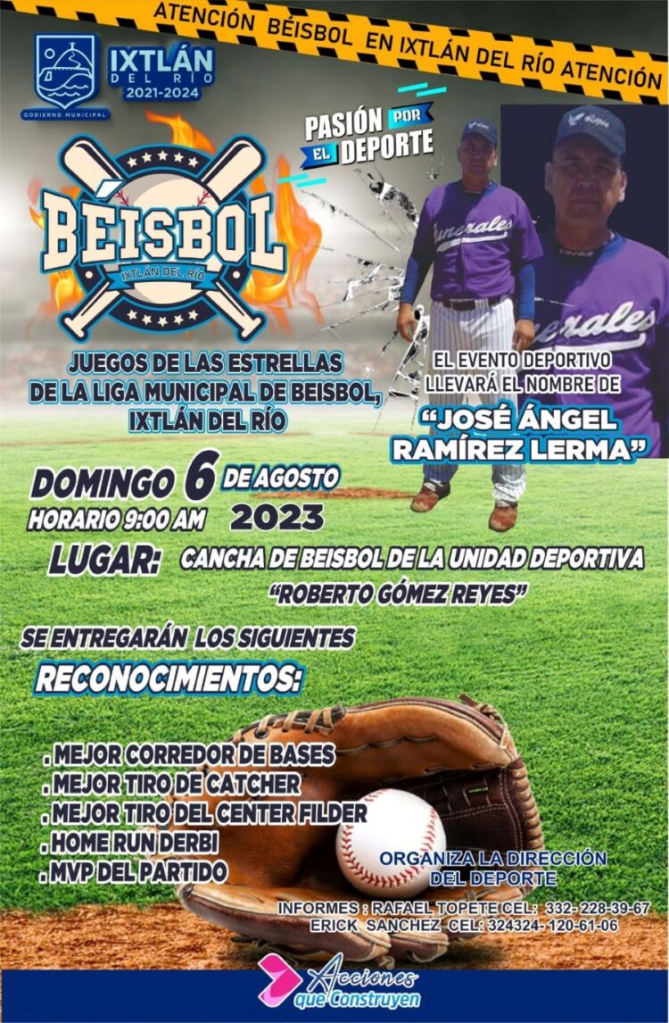 Juego de Estrellas honrará a leyenda del béisbol local en la Unidad Deportiva de Ixtlán