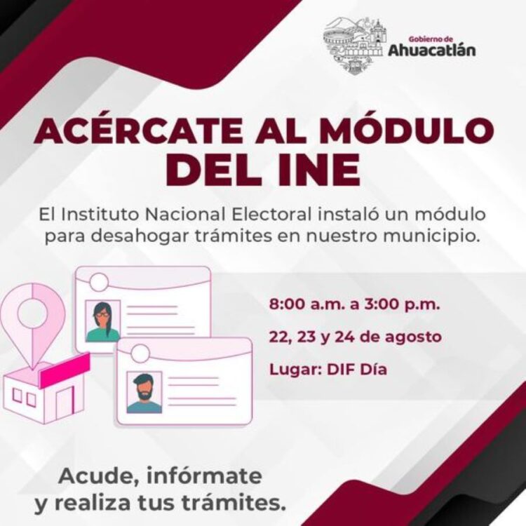 Módulo Itinerante del INE ahora en Ahuacatlán