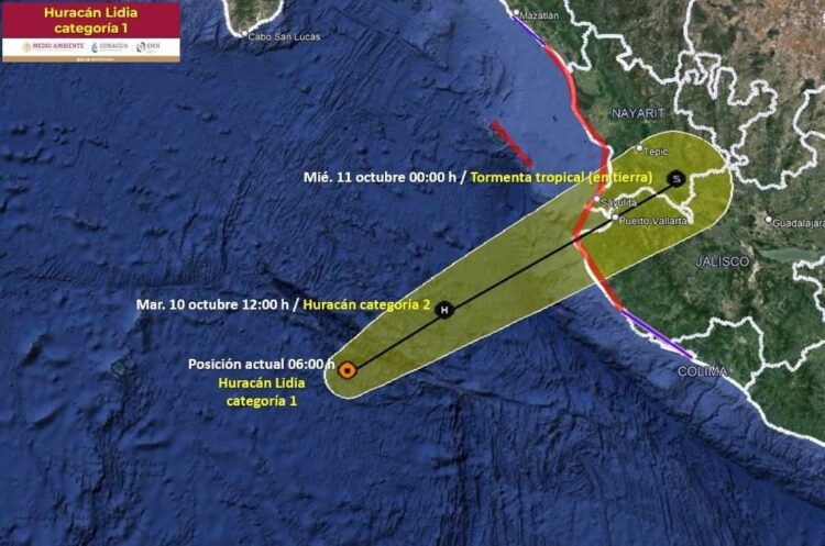 Alerta por tormenta tropical Lidia en Nayarit: Trayectoria por definir