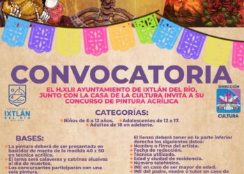 Invitan a concursos de pintura acrílica y de catrines y catrinas, en Ixtlán