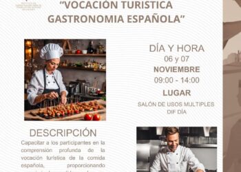 Invitan a curso «Vocación turística, gastronomía española», en Ahuacatlán