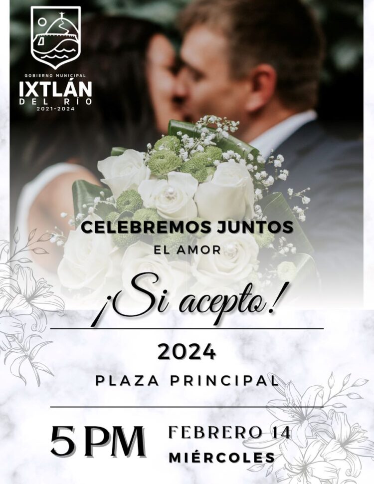 Bodas colectivas gratis y descuentos en divorcios en Ixtlán en el Día del Amor y la Amistad