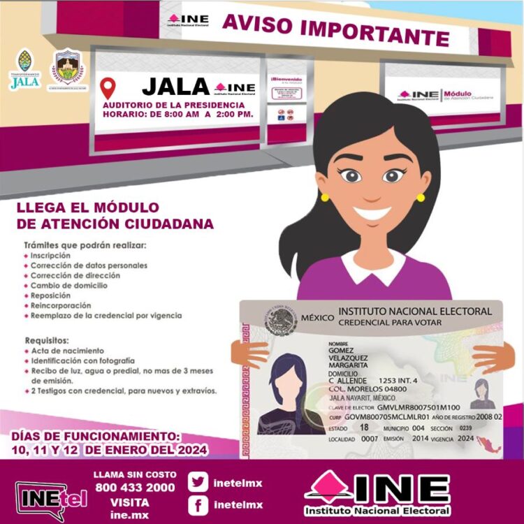 Módulo itinerante del INE se encuentra en Jala