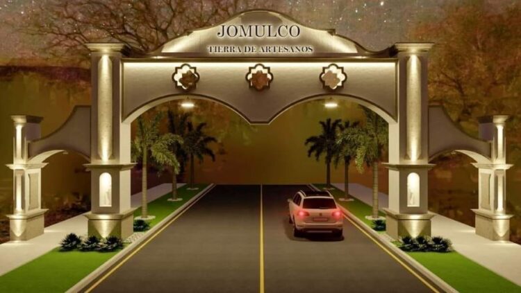 Jomulco avanza unido en la construcción del arco de bienvenida