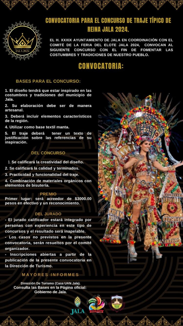 Invitan al concurso de trajes típicos para la Feria del elote Jala 2024