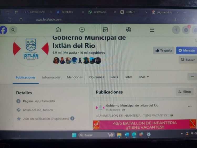 Página de Facebook del gobierno de Ixtlán está inactiva Algo raro pasa
