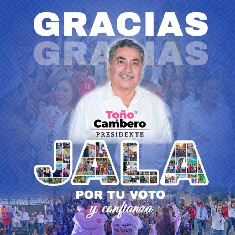 Toño Cambero asegura cumplir con hechos, tras victoria electoral en Jala