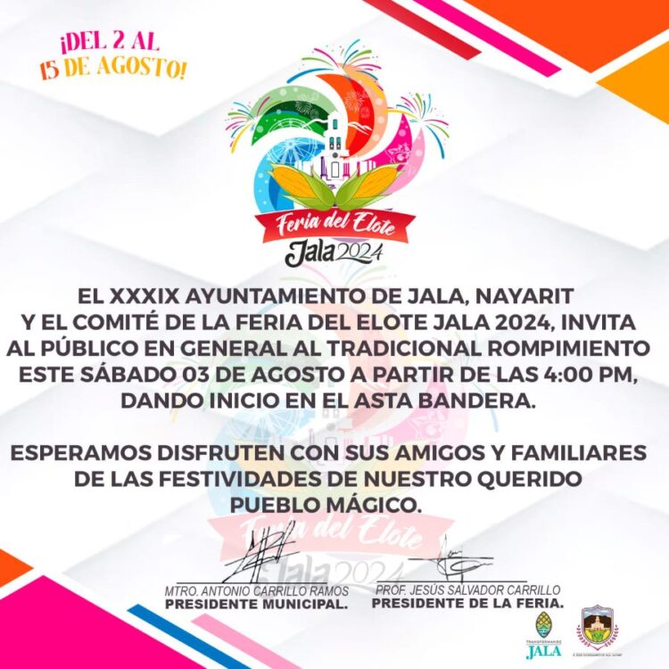¡Todo listo para arranque de la Feria del Elote Jala 2024 ¡este sábado!