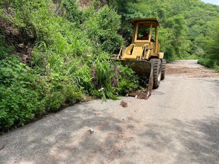 Gobierno de Ahuacatlán intensifica labores de limpieza en carretera tras derrumbes