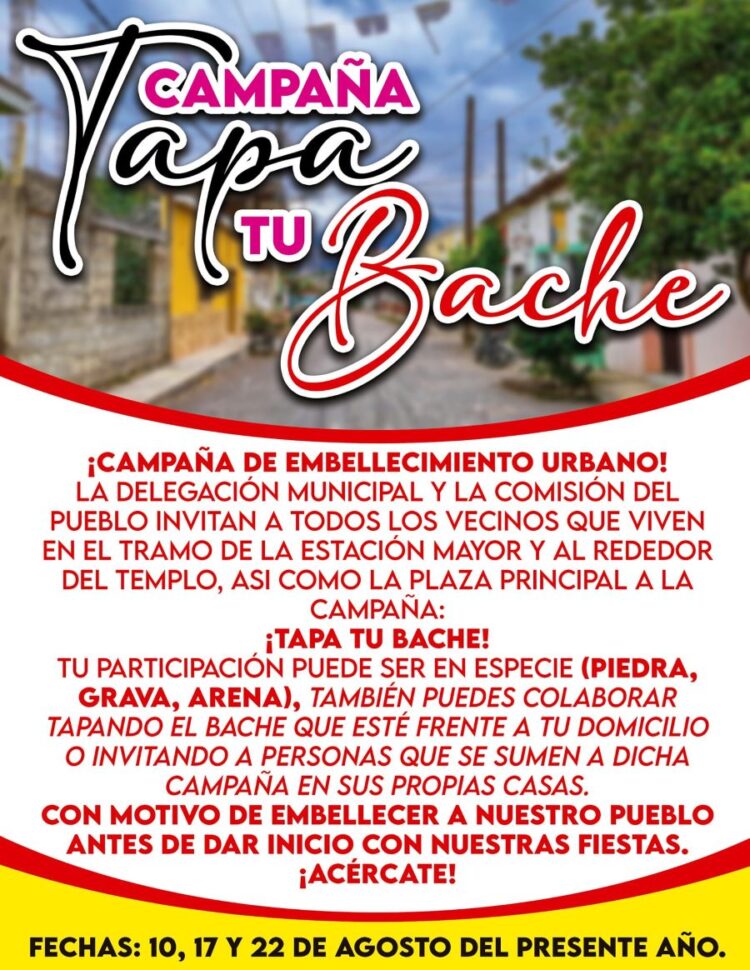 Invitan a sumarse a la campaña “Tapa tu bache”, en Jomulco