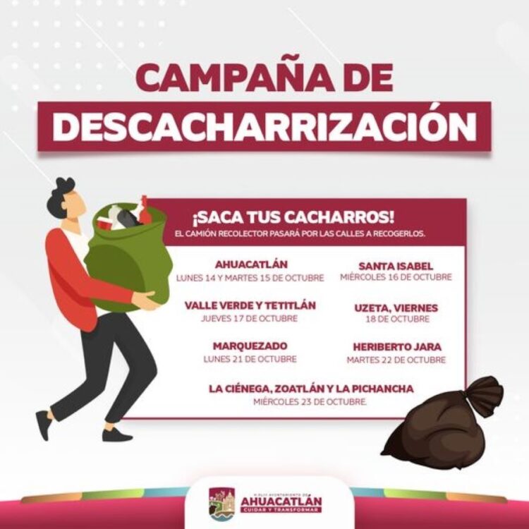 Campaña de descacharrización para combatir el dengue en Ahuacatlán iniciará este lunes