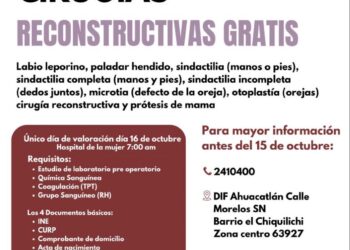 Convocan a campaña de cirugías reconstructivas gratuitas, en Ahuacatlán
