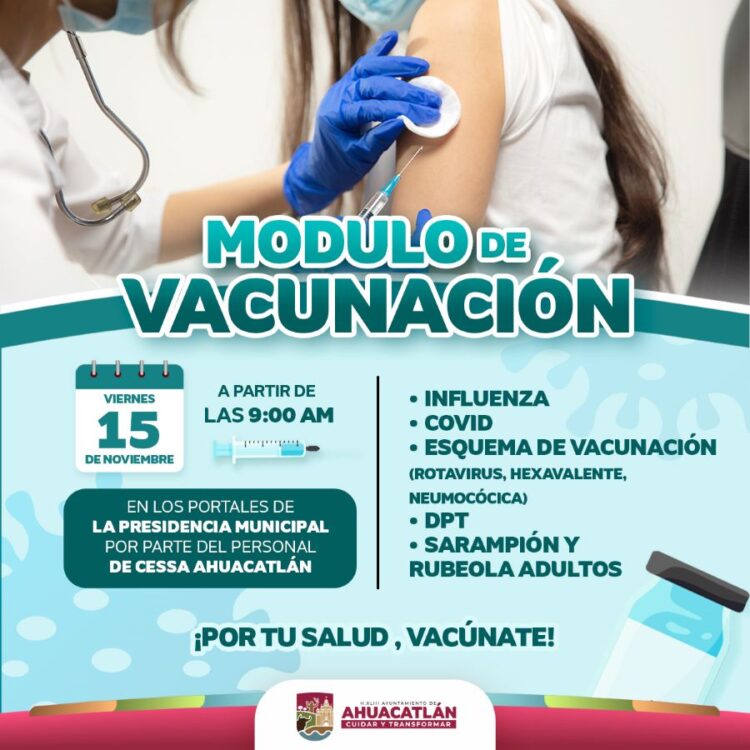 Invitan a aprovechar jornada de vacunación, hoy en Ahuacatlán
