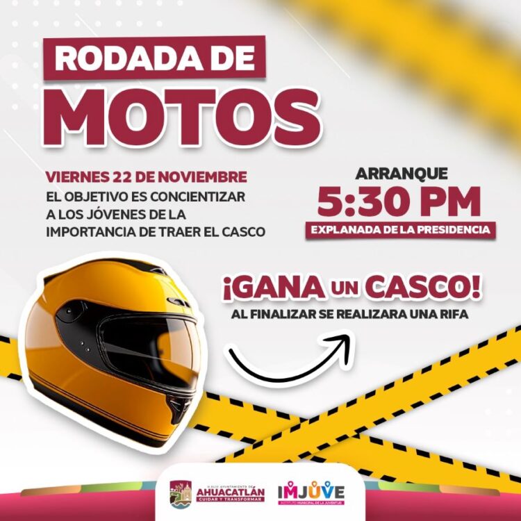 Rodada de motos en Ahuacatlán, este viernes 22 de noviembre 
