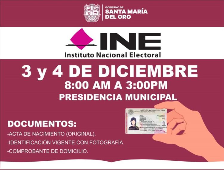 Último día para realizar trámites en el módulo itinerante del INE en Santa María del Oro