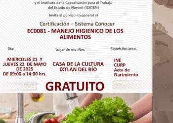 Impulsan curso gratuito sobre manejo higiénico de alimentos en Ixtlán del Río