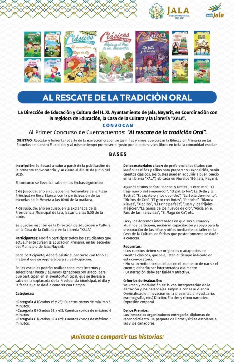 Jala lanza el primer Concurso de Cuenta Cuentos: «Al rescate de la tradición oral»