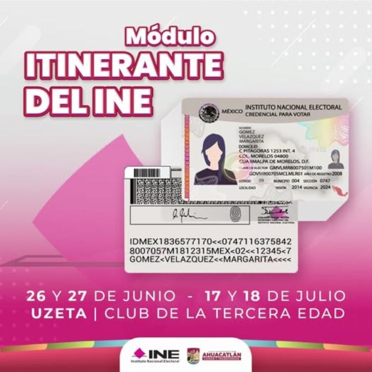 Módulo itinerante del INE brindará servicios en Uzeta esta semana