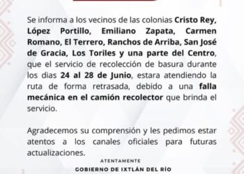 Retraso en recolección de basura afecta a varias colonias y comunidades, en Ixtlán