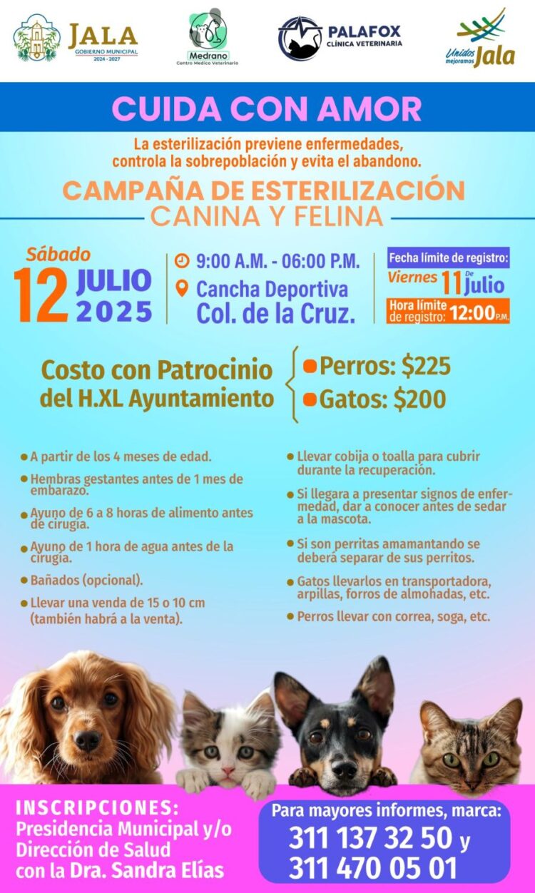 Campaña de esterilización en Jala: un paso firme por la salud animal