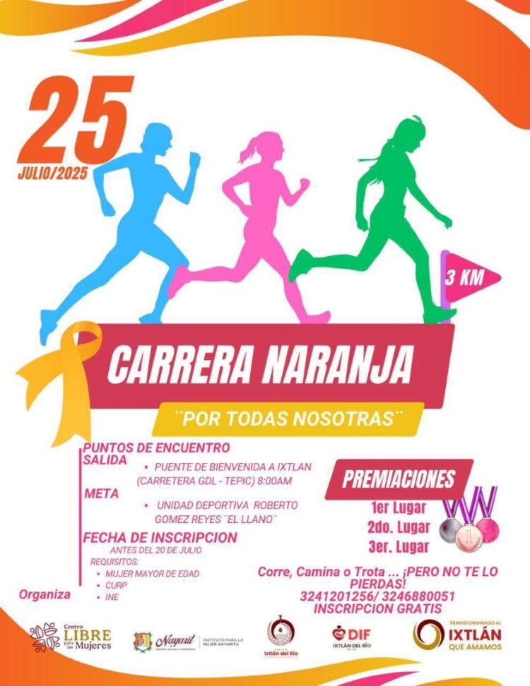 “Por todas nosotras”: Ixtlán se une en Carrera Naranja por el empoderamiento femenino