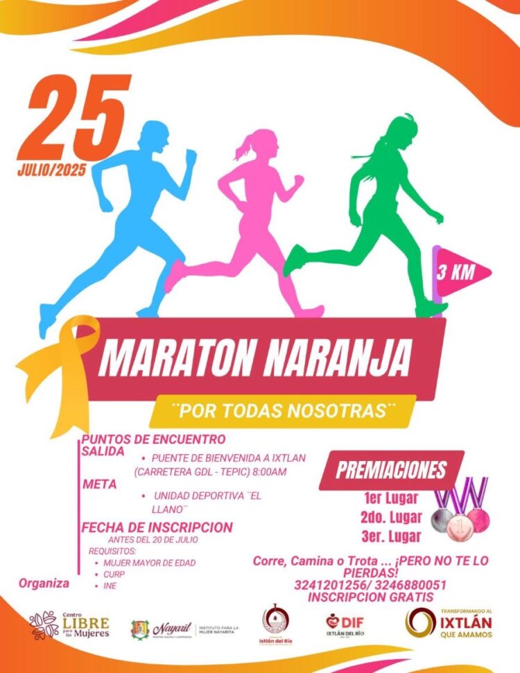 Todo listo para la “carrera naranja” en apoyo a las mujeres, en Ixtlán