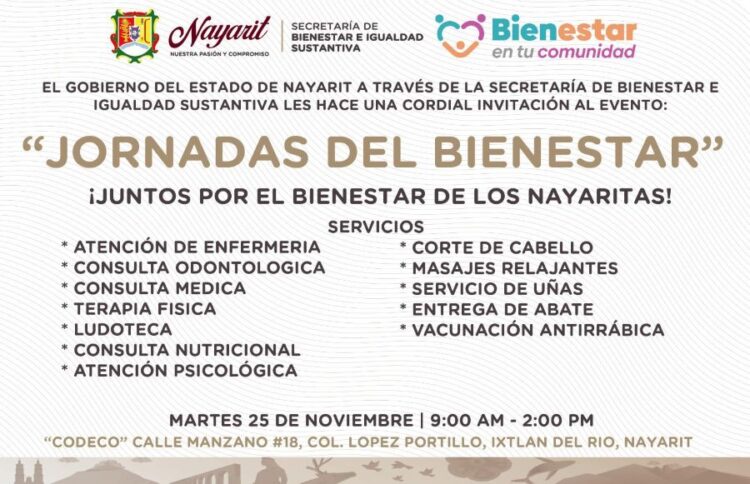 Jornada del Bienestar llegará este martes a Ixtlán